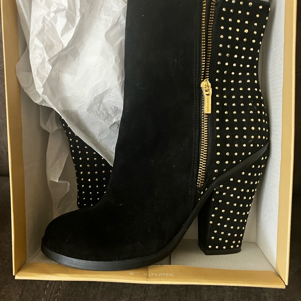 Colin Stuart Black and Gold Studded Heeled Boots